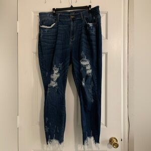 Judy Blue Distressed Skinny Fit Crop Jeans